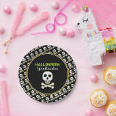 Schädel und Knochen, Neon-Halloween-Party Pappteller (Party)
