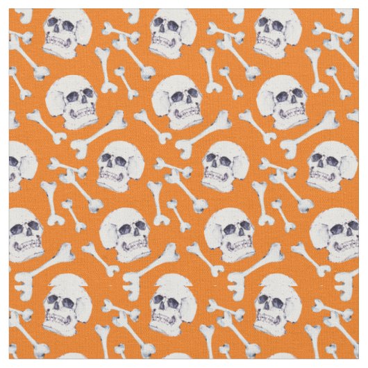 Schädel und Knochen Pumpkin Orange Stoff (Nahaufnahme)