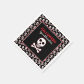 Schädel und Knochen, rotes Halloween-Party Serviette (Ecke)