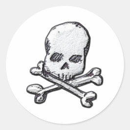 Schädel und Knochen Runder Aufkleber