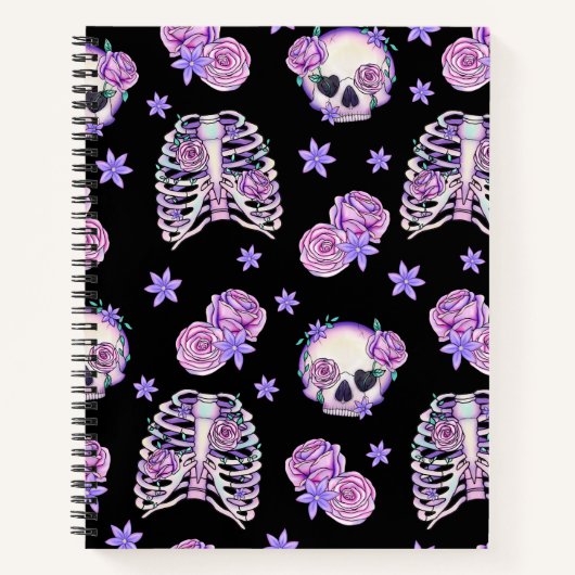 Schädel und Knochen schwarz Notizblock (Vorderseite)