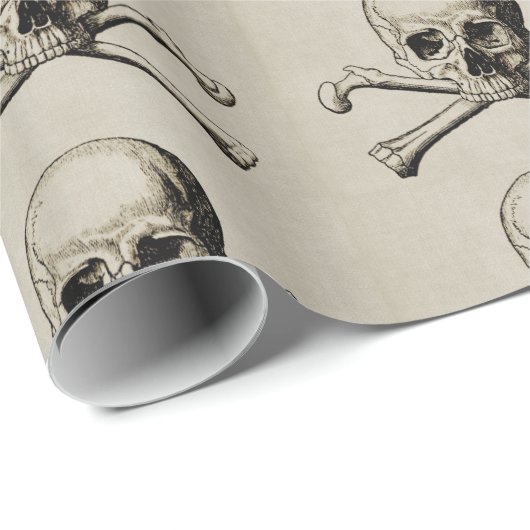 Schädel- und KnochenHalloween Geschenkpapier (Rolleneckpunkt)