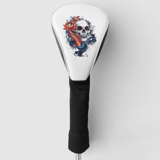Schädel und Koi Serenität Golf Headcover (Vorderseite)