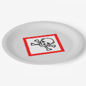 Schädel- und Krebsobensymbol Pappteller (Schrägansicht)