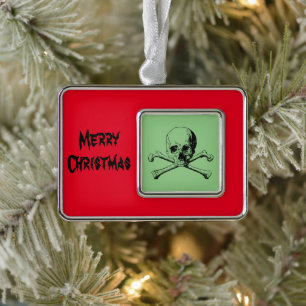 Schädel- und Krebsohlen-Piratenflagge Rahmen-Ornament Silber