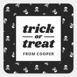 Schädel- und Krebstich oder Gastgeschenk behandeln Quadratischer Aufkleber