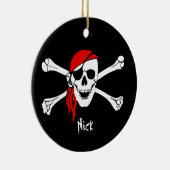 Schädel und Kreuz-Knochen-Pirat Keramik Ornament (Rechts)