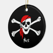 Schädel und Kreuz-Knochen-Pirat Keramik Ornament (Links)