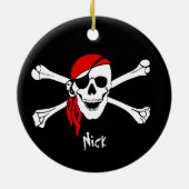 Schädel und Kreuz-Knochen-Pirat Keramik Ornament (Hinten)