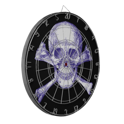 Schädel-und Kreuz-KnochenDartboard Dartscheibe (Vorderseite Links)