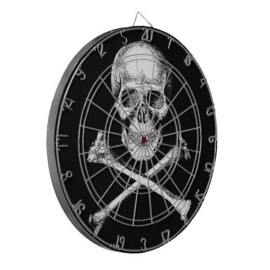 Schädel-und Kreuz-KnochenDartboard Dartscheibe (Vorderseite Links)