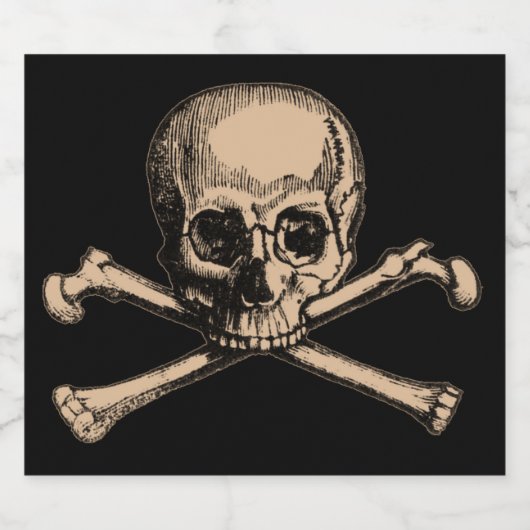 Schädel und Kreuzknochen 2 Alkoholflaschenetikett (Einzelnes Label)