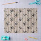 Schädel und Kreuzknochen auf dem Tan Striped Decou Seidenpapier (Basteln)