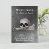 Schädel und Kreuzknochen auf der Einladung zu Grau (Stehend Vorderseite)