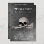 Schädel und Kreuzknochen auf der Einladung zu Grau (Vorne/Hinten)