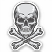 Schädel und Kreuzknochen Aufkleber (Vorderseite)