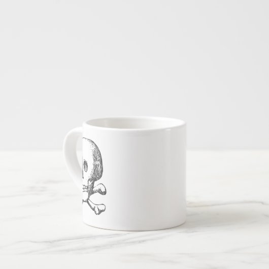 Schädel und Kreuzknochen Espressotasse (Vorderseite Links)