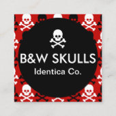 Schädel und Kreuzknochen Firmenkarte Quadratische Visitenkarte (Rückseite)
