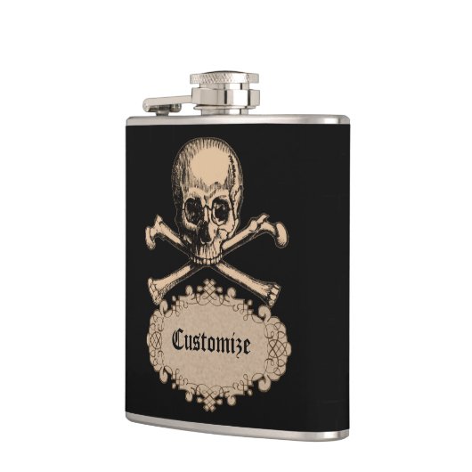 Schädel und Kreuzknochen Flachmann (Links)