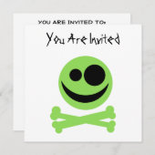 Schädel und Kreuzknochen. Grün und Schwarz. Einladung (Vorne/Hinten)