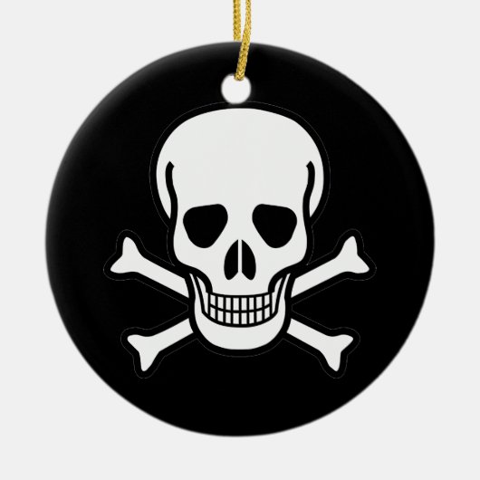 Schädel und Kreuzknochen Keramik Ornament (Vorne)