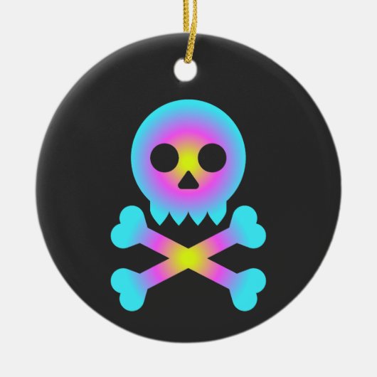 Schädel und Kreuzknochen Keramik Ornament (Vorne)