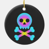 Schädel und Kreuzknochen Keramik Ornament (Hinten)