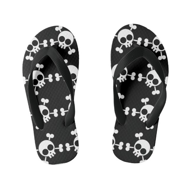 Schädel und Kreuzknochen Kinderbadesandalen (Fußbett)