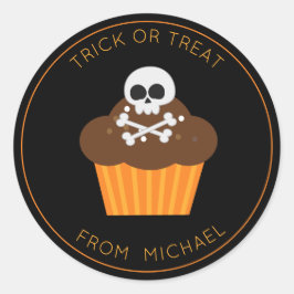 Schädel und Kreuzknochen Kupcake Halloween-Sticker Runder Aufkleber