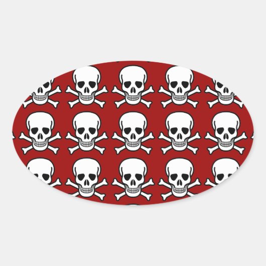Schädel und Kreuzknochen Ovaler Aufkleber (Vorderseite)