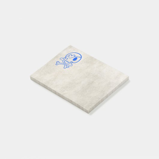 Schädel und Kreuzknochen Post-it Klebezettel (angewinkelt)