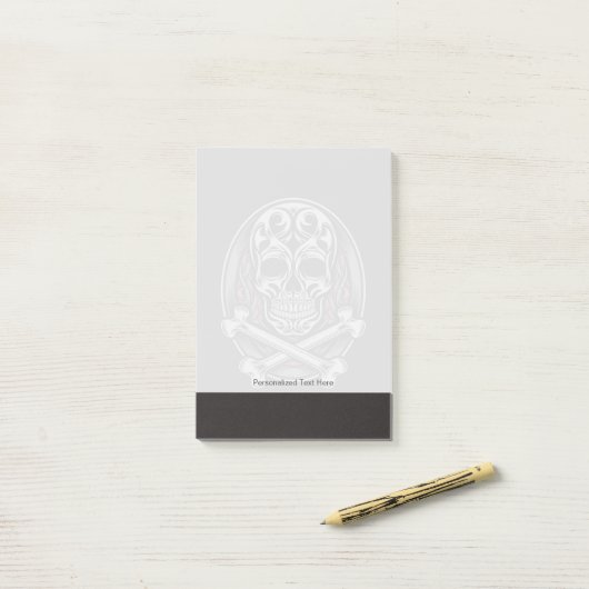 Schädel und Kreuzknochen Post-it Klebezettel (Auf Schreibtisch)