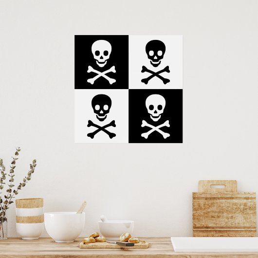 Schädel und Kreuzknochen Poster (Küche)