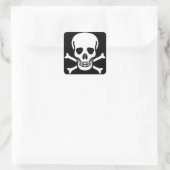 Schädel und Kreuzknochen Quadratischer Aufkleber (Tasche)