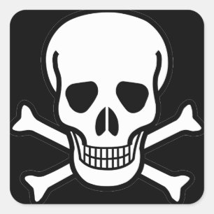 Schädel und Kreuzknochen Quadratischer Aufkleber