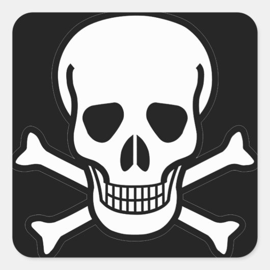Schädel und Kreuzknochen Quadratischer Aufkleber (Vorderseite)