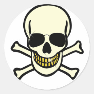 Schädel und Kreuzknochen Runder Aufkleber