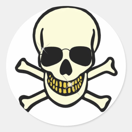 Schädel und Kreuzknochen Runder Aufkleber (Vorderseite)