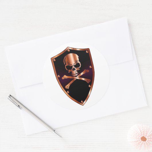 Schädel und Kreuzknochen Runder Aufkleber (Umschlag)