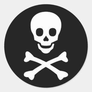 Schädel und Kreuzknochen Runder Aufkleber