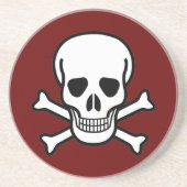 Schädel und Kreuzknochen Sandstein Untersetzer (Vorne)