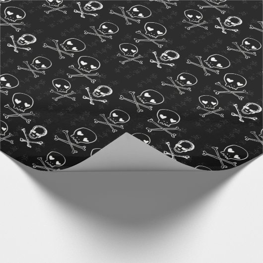 Schädel und Kreuzknochen schwarz Geschenkpapier (Ecke)