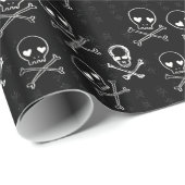 Schädel und Kreuzknochen schwarz Geschenkpapier (Rolleneckpunkt)