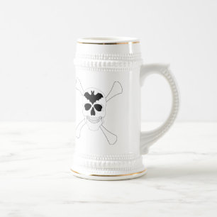 Schädel und Kreuzknochen Stein Bierglas