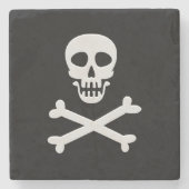 Schädel und Kreuzknochen Steinuntersetzer (Vorderseite)