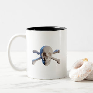 Schädel und Kreuzknochen Zweifarbige Tasse