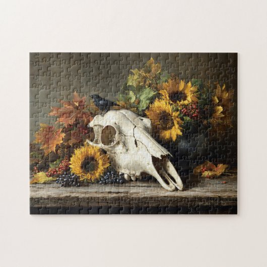 Schädel und Kruste Stillleben im Herbst Puzzle (Horizontal)