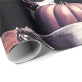 Schädel und Kürbis, Halloween-Thema, dunkle Farbe Geschenkpapier (Rolleneckpunkt)