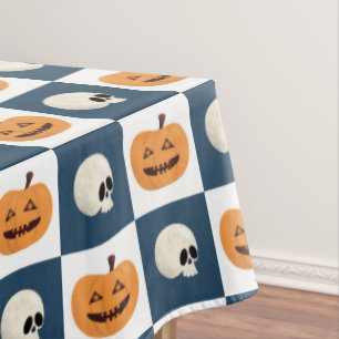 Schädel und Kürbis Tischdecke