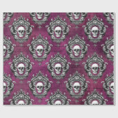 Schädel und Lila Gotik Geschenkpapier (Flach)